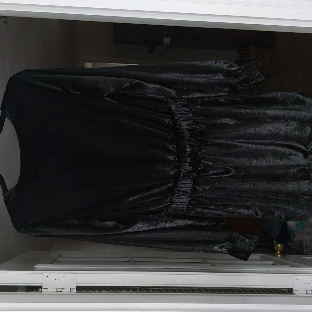 FRAME Black velvet sparkle long sleeve dress - Picture 3 of 4